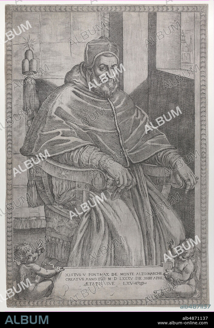 PIETRO FACCHETTI. Portrait of Pope Sixtus V, 1585.