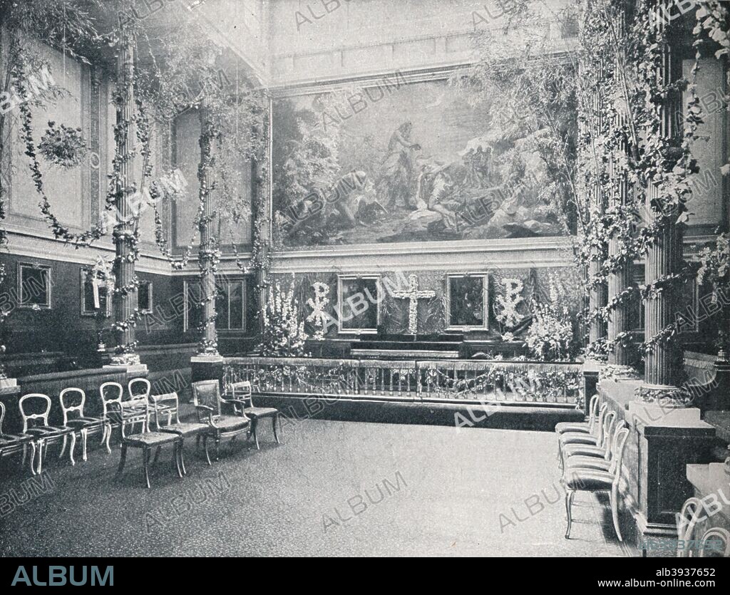 'The Private Chapel of Buckingham Palace, where The Royal Family held services after King Edward VII's death, c1910 (1911). From Edward VII: His Life and Times, Volume II, edited by Sir Richard Holmes, K.C.V.O. [The Amalgated Press, Ltd., London, 1911].