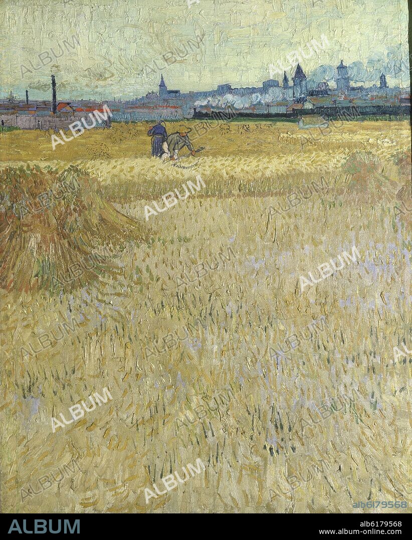 VICENT VAN GOGH (1853-1890). LOS SEGADORES CON LA VISTA DE ARLES A LO LEJOS - 1888 - O/L.