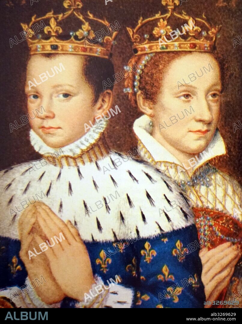 Portrait of Mary Stuart, Queen of Scots (1542-1587), with her first husband, Francis II, King of France (1544-1560). Dated 16th Century.