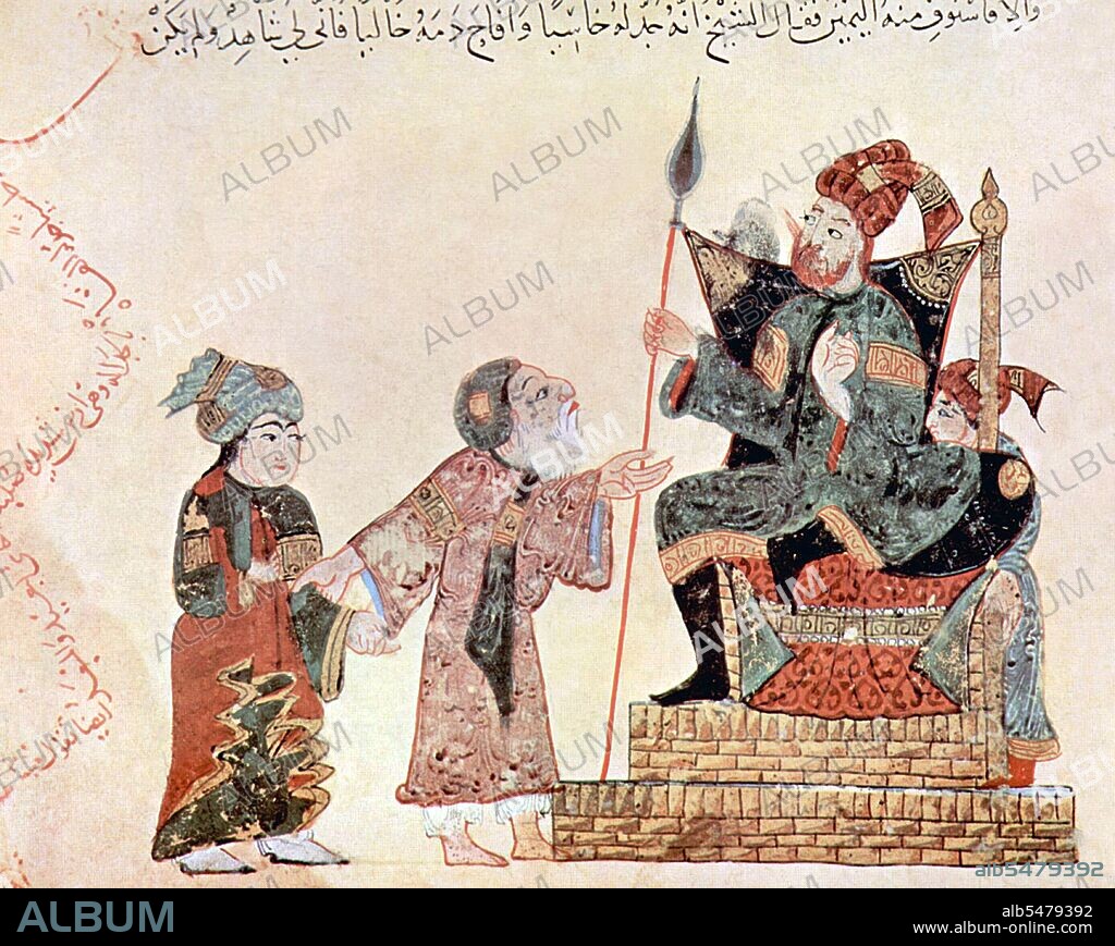 Yahyâ ibn Mahmûd al-Wâsitî was a 13th-century Arab Islamic artist. Al-Wasiti was born in Wasit in southern Iraq. He was noted for his illustrations of the Maqam of al-Hariri. Maqama (literally 'assemblies') are an (originally) Arabic literary genre of rhymed prose with intervals of poetry in which rhetorical extravagance is conspicuous. The 10th century author Badi' al-Zaman al-Hamadhani is said to have invented the form, which was extended by al-Hariri of Basra in the next century. Both authors' maqamat center on trickster figures whose wanderings and exploits in speaking to assemblies of the powerful are conveyed by a narrator. Manuscripts of al-Hariri's Maqamat, anecdotes of a roguish wanderer Abu Zayd from Saruj, were frequently illustrated with miniatures.