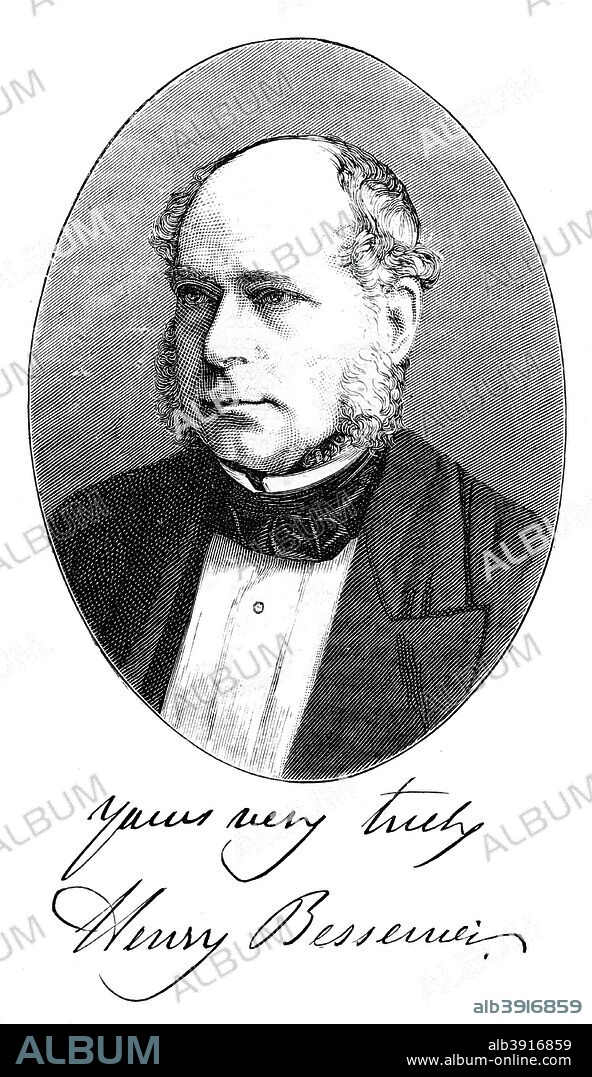 Sir Henry Bessemer, English engineer, c1880. Portrait of Bessemer (1813-1898), inventor of the Bessemer process for the mass production of steel. A print from Great Industries of Great Britain, Volume I, published by Cassell Petter and Galpin, (London, Paris, New York, c1880).