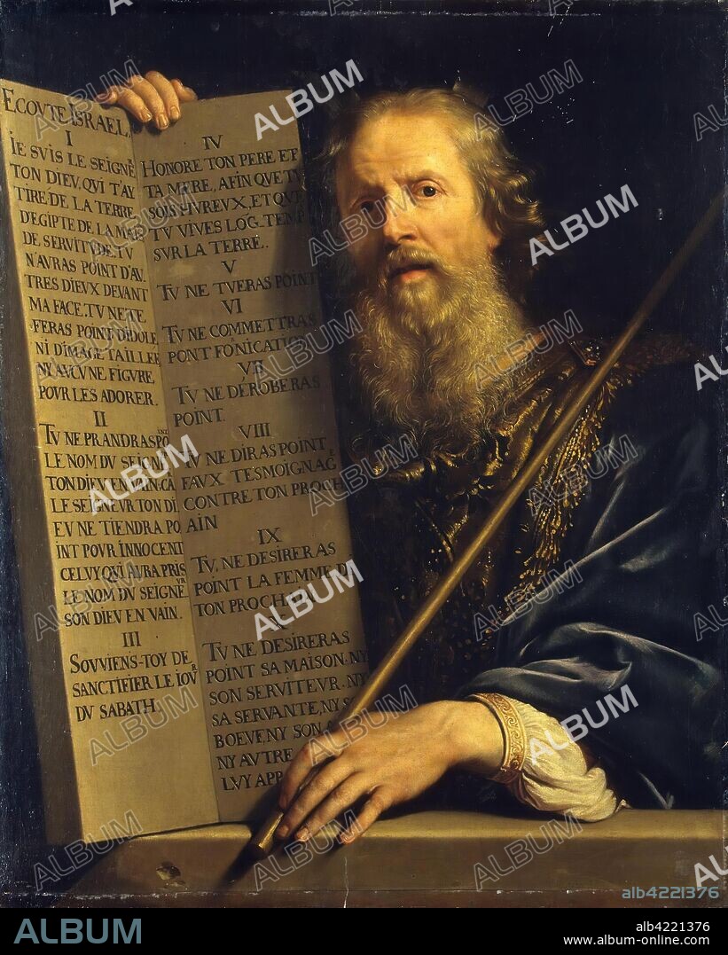 PHILIPPE DE CHAMPAIGNE. 'Moses with the Ten Commandments'. France, 1648. Dimensions: 91,5x74,5 cm.