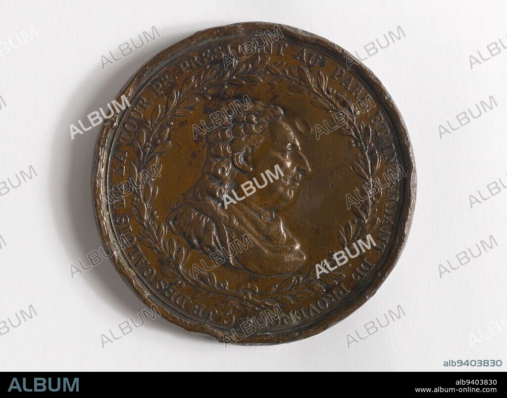 Charles-Jean-Baptiste des Galois de La Tour (1715-1802), first president in the Parliament of Aix and intendant of Provence (1744-1790), 1788, Dupré, Augustin or Auguste, Engraver in medals, In 1788, Numismatics, Medal, Dimensions - Work: Diameter: 5.61 cm, Weight (type dimension): 81.52 g.