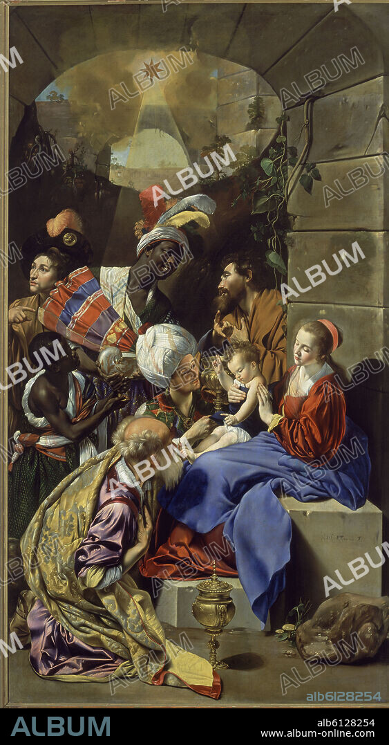 FRAY JUAN BAUTISTA MAINO (1581-1649). 'The Adoration of the Magi', 1612-1614, Spanish Baroque, Oil on canvas, 315 cm x 174,5 cm, P00886.