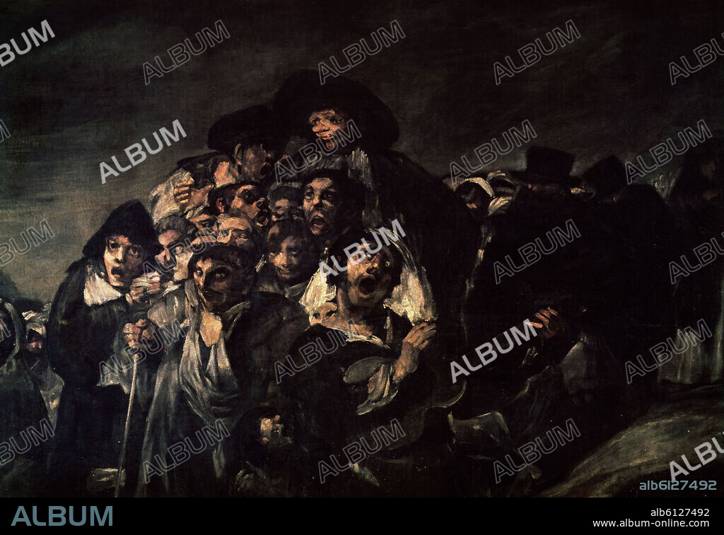FRANCISCO DE GOYA. LA ROMERIA DE SAN ISIDRO - 1820-1823 - PINTURA MURAL PASADA A LIENZO - 140x438 - NP 760 - PINTURAS NEGRAS - CONJUNTO 7849.