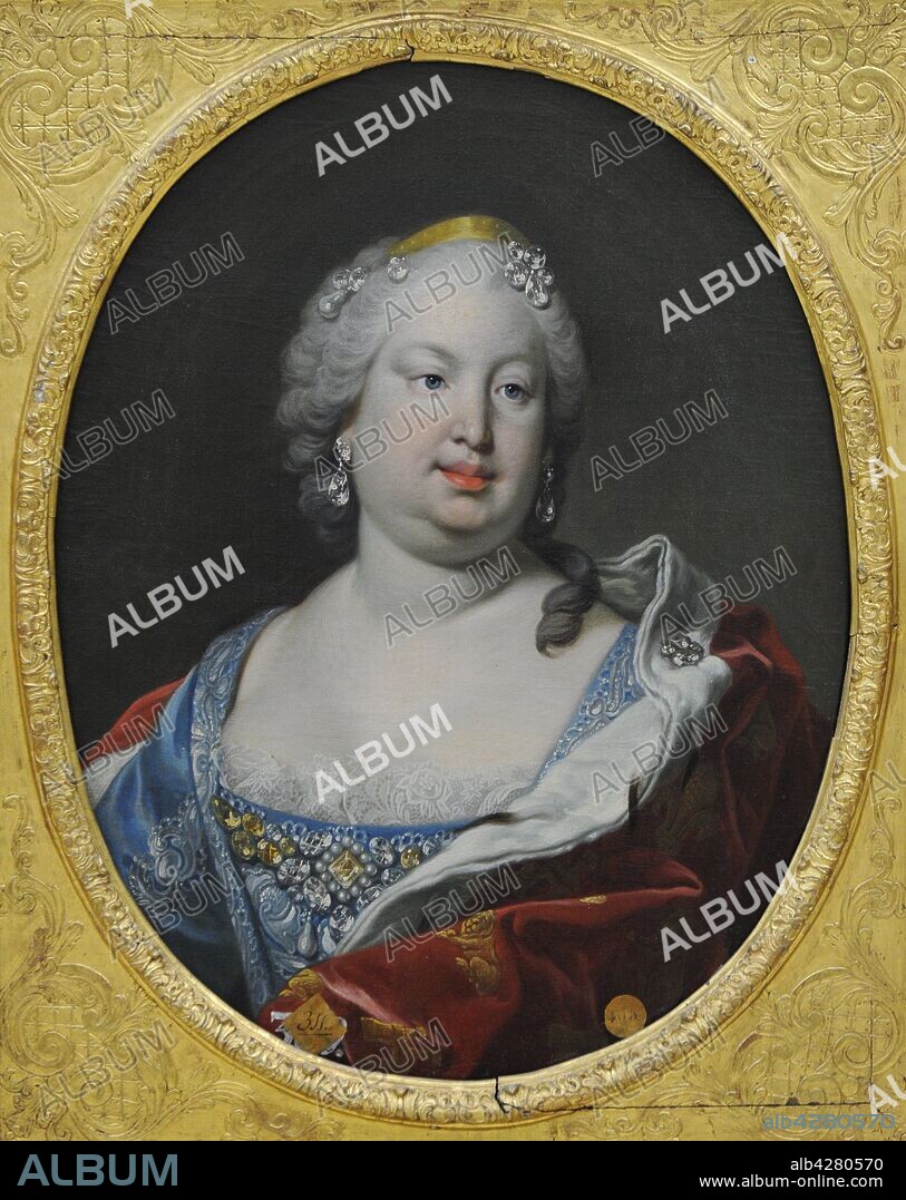 Barbara of Portugal (1711-1758). Queen of Spain, spouse of Ferdinand VI. Portrait by Louis Michel Van Loo (1707-1771). San Fernando Royal Academy of Fine Arts. Madrid. Spain.