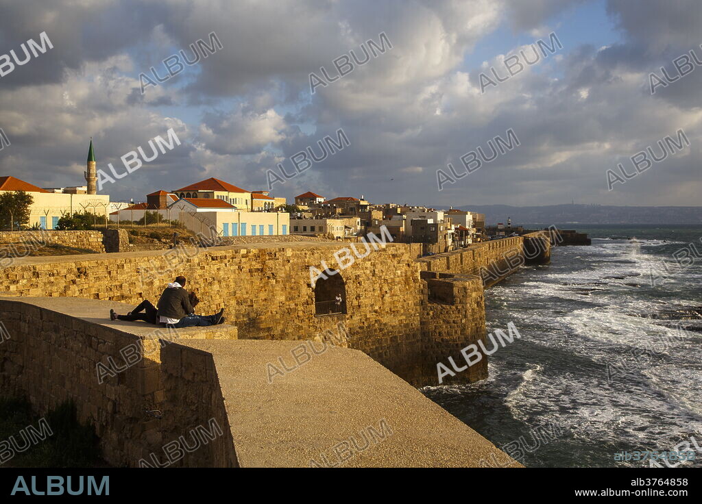 View of the old city walls, Akko (Acre), UNESCO World Heritage Site, Israel, Middle East.