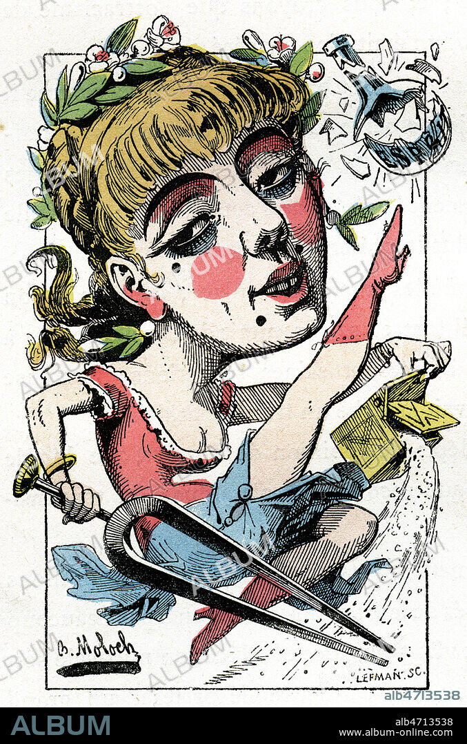 OPERETTE . Caricature de MOLOCH (1849-1909) pour Le Trombinoscope de 1882, fin 19eme siecle. Credit Collection KHARBINE TAPABOR.