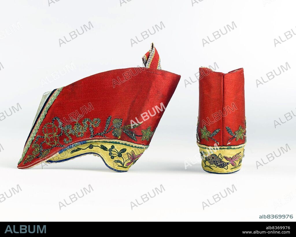 Foot binding (pinyin: chanzu, literally 'bound feet') was a custom practiced on young girls and women for approximately one thousand years in China, beginning in the 10th century and ending in the first half of 20th century. There is little evidence for the custom prior to the court of the Southern Tang dynasty in Nanjing, which celebrated the fame of its dancing girls, renowned for their tiny feet and beautiful bow shoes.<br/><br/>. What is clear is that foot binding was first practised among the elite and only in the wealthiest parts of China, which suggests that binding the feet of well-born girls represented their freedom from manual labor and, at the same time, the ability of their husbands to afford wives who did not need to work, who existed solely to serve their men and direct household servants while performing no labor themselves. Bound feet were considered intensely erotic in traditional Chinese culture. Qing Dynasty sex manuals listed 48 different ways of playing with women's bound feet.<br/><br/>. Some men preferred never to see a woman's bound feet, so they were always concealed within tiny 'lotus shoes' and wrappings. Feng Xun is recorded as stating, 'If you remove the shoes and bindings, the aesthetic feeling will be destroyed forever' - an indication that men understood that the symbolic erotic fantasy of bound feet did not correspond to its unpleasant physical reality, which was therefore to be kept hidden. For men, the primary erotic effect was a function of the lotus gait, the tiny steps and swaying walk of a woman whose feet had been bound.