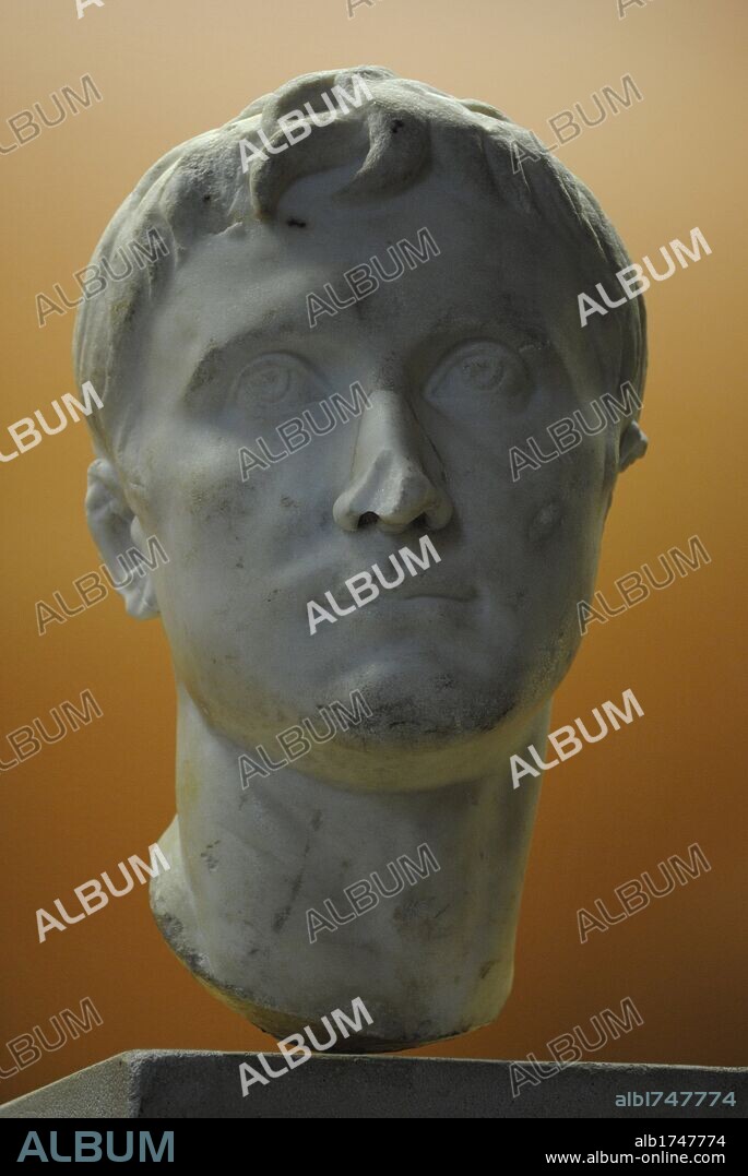 Augustus (63 BC-14 AD). Roman statesman and military leader. Fist emperor of the Roman Empire. Bust. 1st BC-1st AD century. Odessa Archaeological Museum. Odessa. Ukraine.