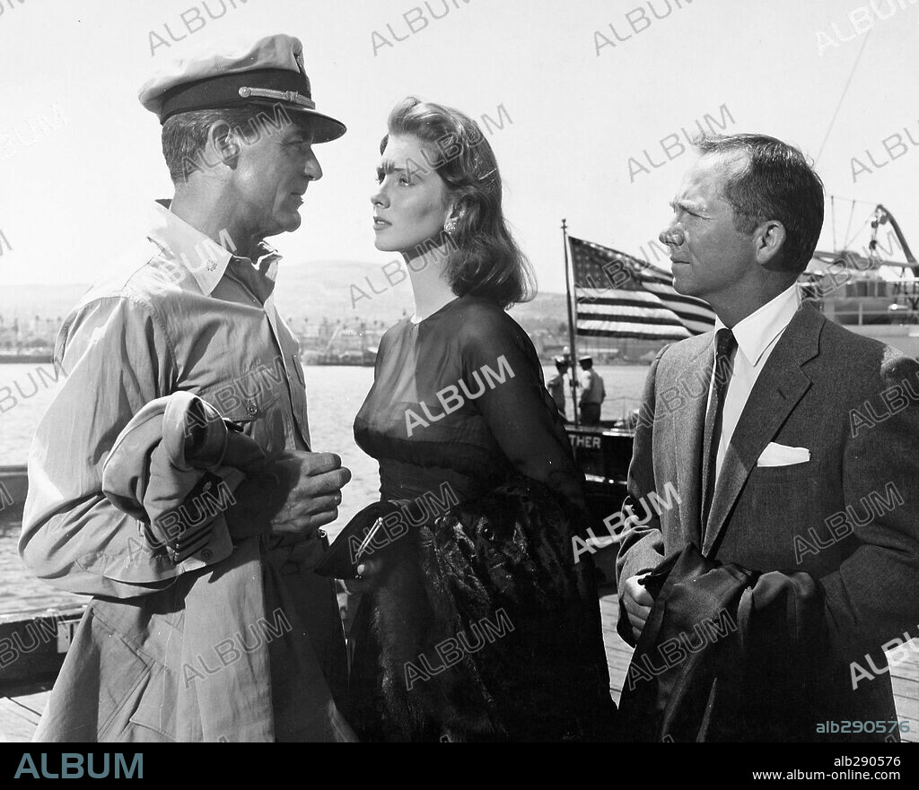 CARY GRANT, RAY WALSTON and SUZY PARKER in KISS THEM FOR ME, 1957, directed by STANLEY DONEN. Copyright 20TH CENTURY FOX.