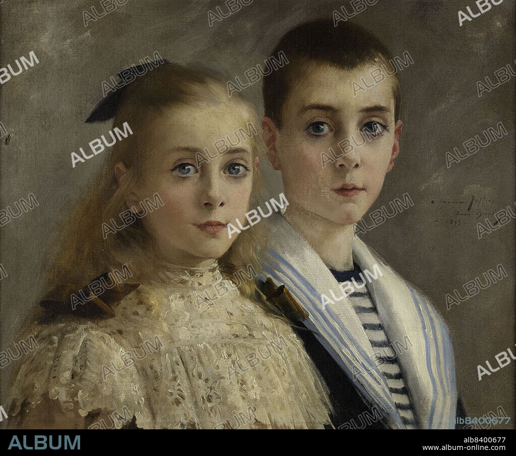 PIERRE ANDRE BROUILLET. Portrait de Jean et Jeanne, les enfants du professeur Joffroy, 1895.