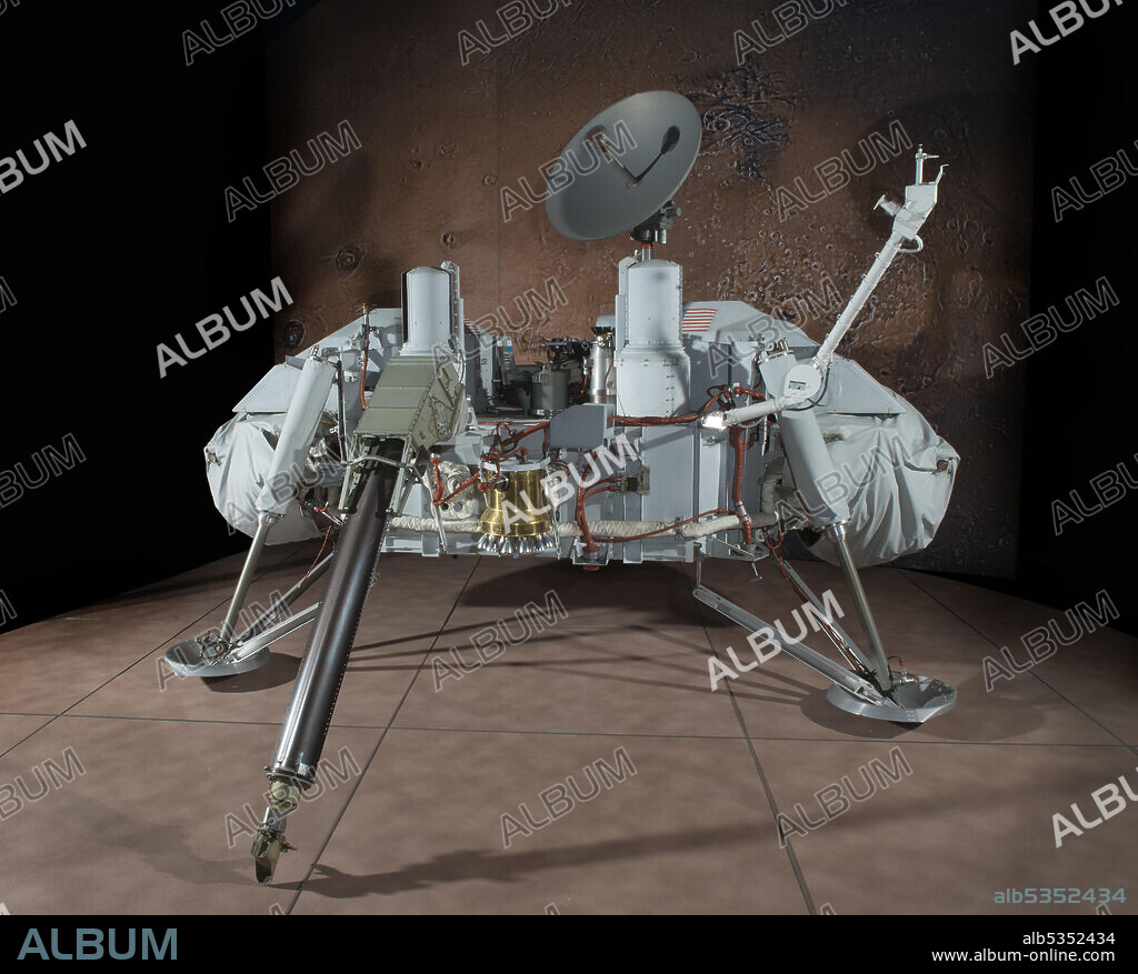 MARTIN MARIETTA. This is the proof test article of the Viking Mars Lander. For exploration of Mars, Viking represented the culmination of a series of exploratory missions that had begun in 1964 with Mariner 4 and continued with Mariner 6 and Mariner 7 flybys in 1969 and a Mariner 9 orbital mission in 1971 and 1972. The Viking mission used two identical spacecraft, each consisting of a lander and an orbiter. Launched on August 20, 1975 from the Kennedy Space Center in Florida, Viking 1 spent nearly a year cruising to Mars, placed an orbiter in operation around the planet, and landed on July, 20 1976 on the Chryse Planitia (Golden Plains). Viking 2 was launched on September 9, 1975 and landed on September 3, 1976. The Viking project's primary mission ended on November 15, 1976, 11 days before Mars's superior conjunction (its passage behind the sun), although the Viking spacecraft continued to operate for six years after first reaching Mars. The last transmission from the planet reached Earth on November 11, 1982.