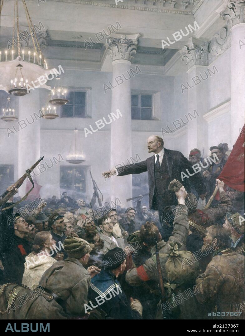Lenin declaring soviet power' by v, serov, original version.