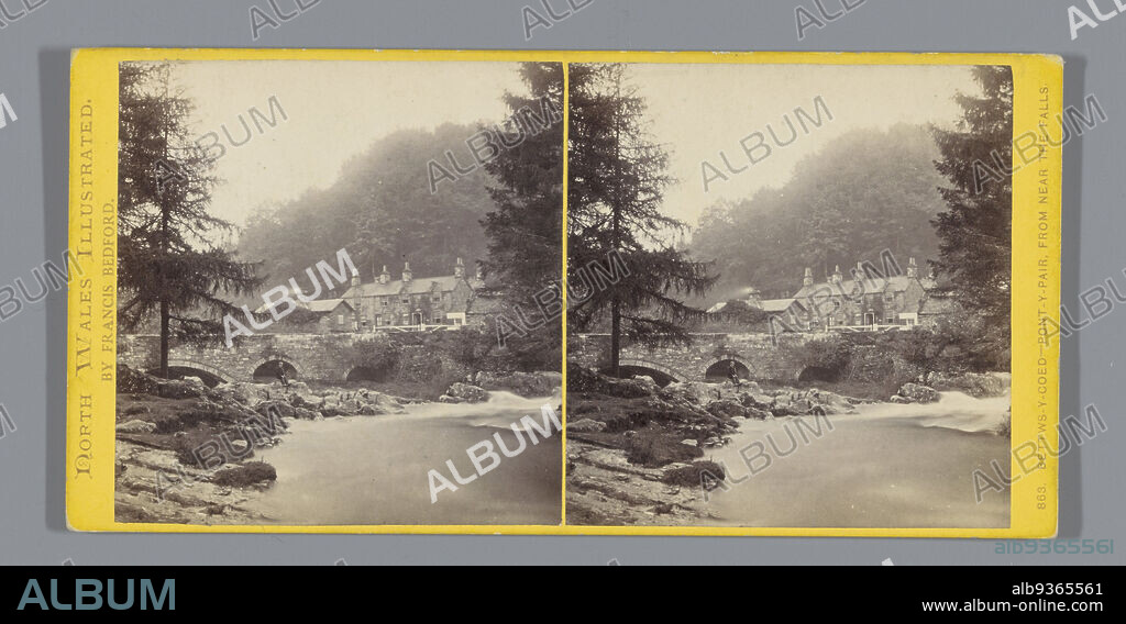 View of the Pont-Y-Pair bridge at Betws-y-Coed, Bettws-Y-Coed-Pont-Y-Pair, from near the falls. (title on object), Francis Bedford (mentioned on object), Betws-y-Coed, c. 1850 - c. 1880, cardboard, albumen print, height 85 mm × width 170 mm.