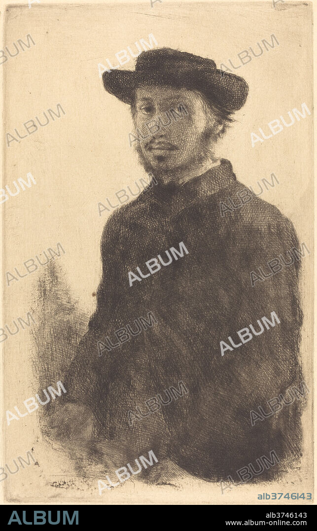 Self-Portrait (Edgar Degas, par lui-même). Dated: probably 1857. Dimensions: plate: 23.2 x 14.4 cm (9 1/8 x 5 11/16 in.)  sheet: 36.3 x 27.5 cm (14 5/16 x 10 13/16 in.). Medium: etching.