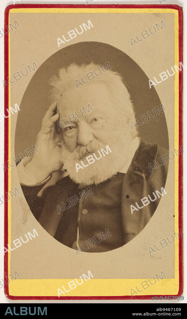 Victor Hugo, Nadar (Gaspard-Félix Tournachon, dit), Photographer, Nadar, Paul (Paul Tournachon dit), Photographer, In 1878, 3rd quarter of the 19th century, House of Victor Hugo - Hauteville House, Photograph, Photograph, Carte de visite, Albumen print, Dimensions of the work: Height: 9.4 cm, Width: 5.7 cm, Dimensions of the installation:, Height: 10.4 cm, Width: 6.3 cm.
