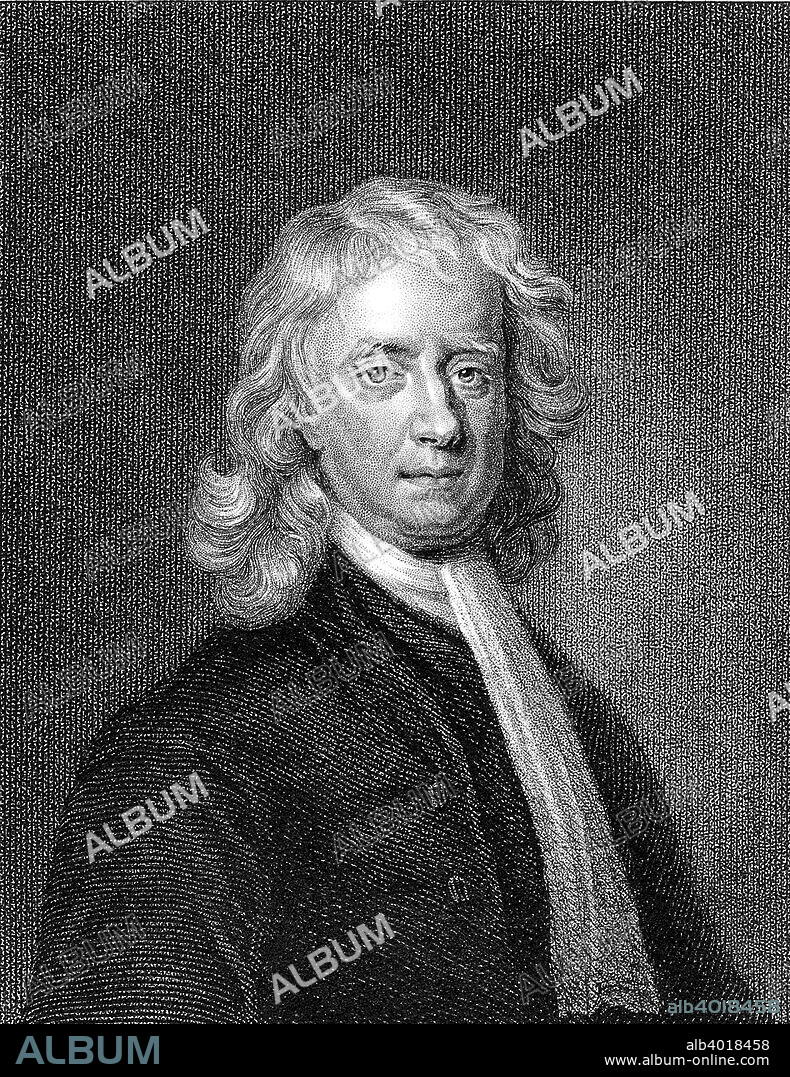 Isaac Newton, English mathematician and physicist. English scientist and mathematician Isaac Newton's (1642-1727) discoveries were prolific and exerted a huge influence on science and thought. His theories of gravity and his three laws of motion were outlined in his greatest work, Philosophiae Naturalis Principia Mathematica, (1687) and he is credited with discovering differential calculus. He also formulated theories regarding optics and the nature of light that led to him building the first reflecting telescope. Knighted by Queen Anne in 1705, Newton is buried in Westminster Abbey, London. After the portrait by Enoch Seeman.