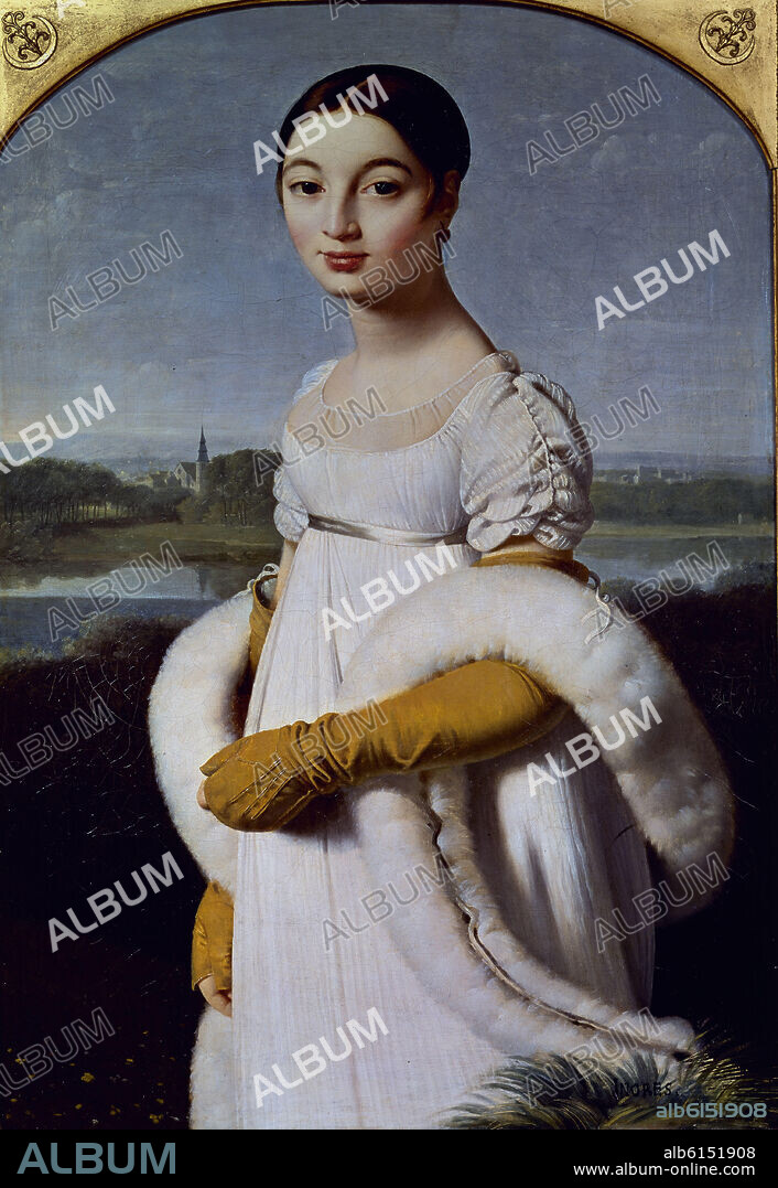 JEAN AUGUSTE DOMINIQUE INGRES. MADEMOISELLE RIVIERE - 1805 - O/L - 100x70 - NEOCLASICISMO FRANCES.