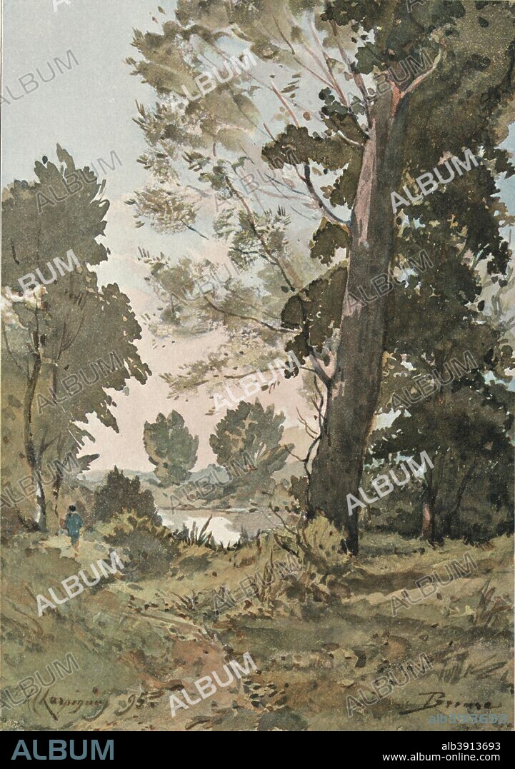 From The Watercolour by Henri Harpignies, 1898. After a water-colour by Henri-Joseph Harpignies (1819-1916).  From The Studio Volume Twelve by [London Offices of the Studio V, London, 1898].