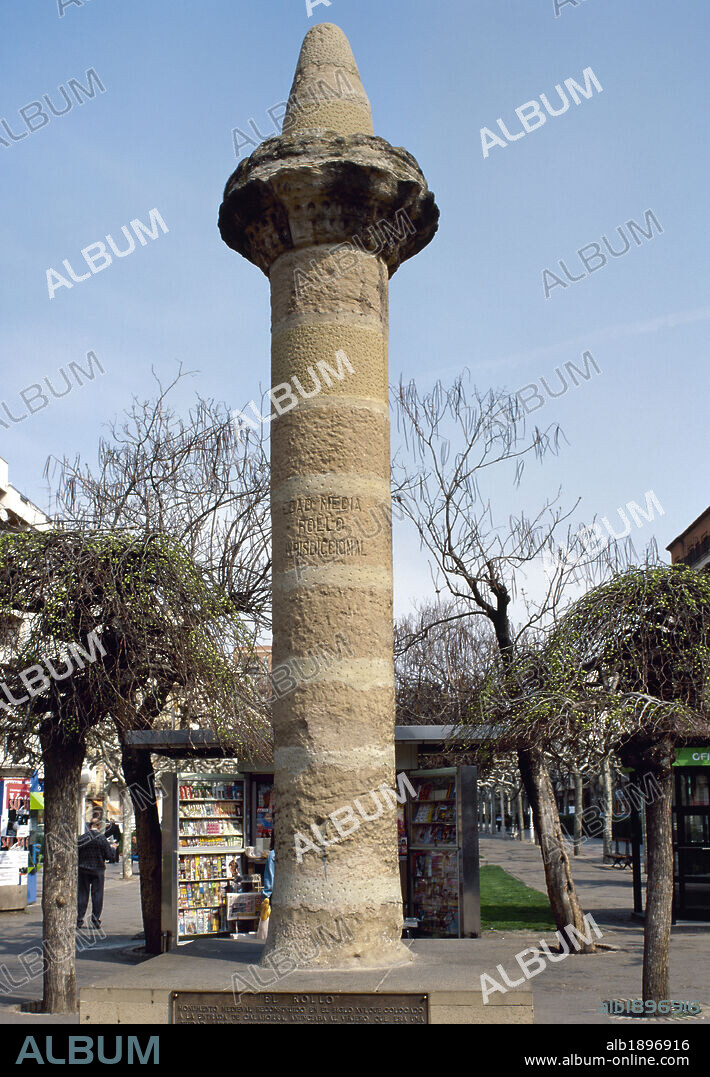 La Rioja. Calahorra. "La Moza". Rollo jurisdiccional de época medieval, ubicado en el Paseo del Mercadal, con el que se reconocía a Calahorra dependencia directa del Rey y no de un señor feudal. España.