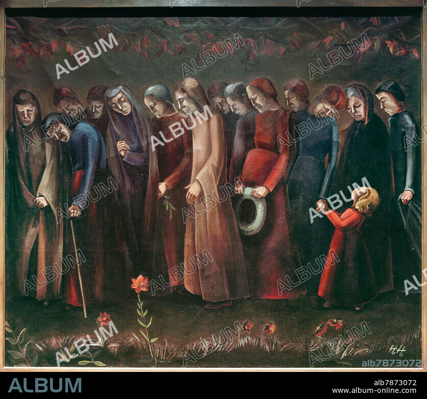 HANNAH HÖCH. Höch, Hannah 1889-1978. "Trauernde Frauen", um 1945. Öl auf Leinwand, 91 × 104 cm. Irmgard und Hubert Schlenke.