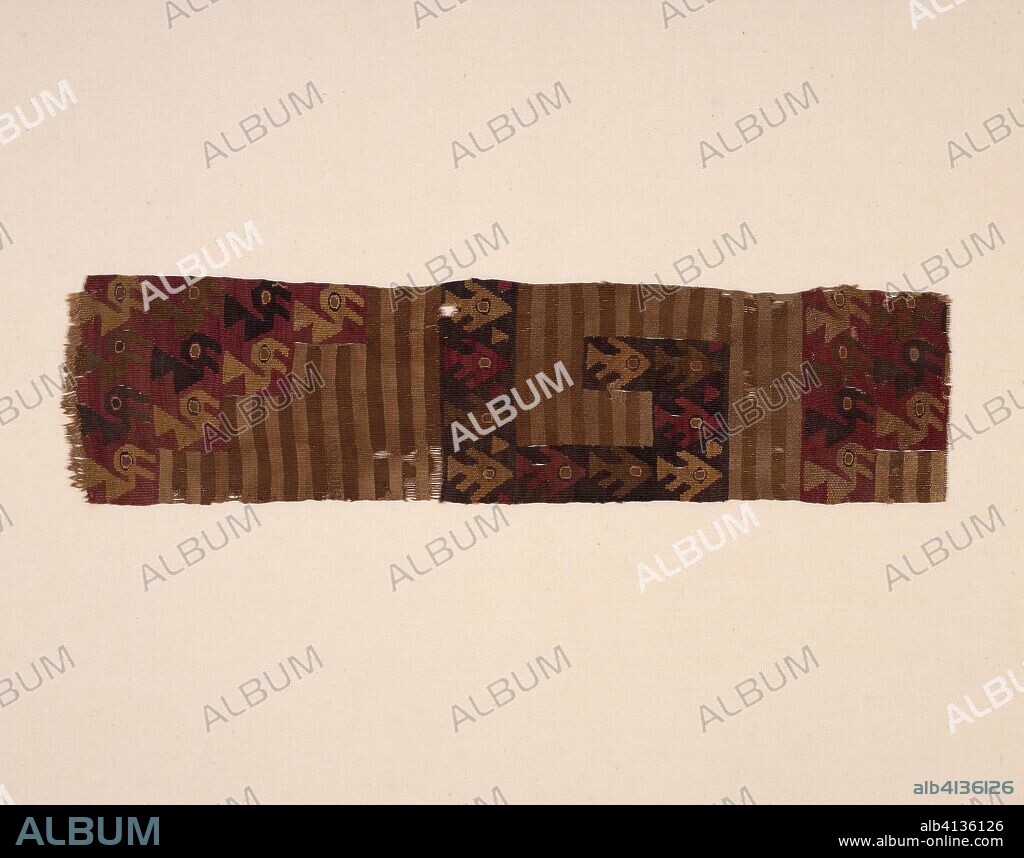 Fragment. Probably central or south coast, Peru. Date: 1000-1476. Dimensions: 59.7 x 15.9 cm (23 1/2 x 6 1/4 in.). Cotton and wool (camelid), slit and dovetailed tapestry weave with eccentric and wrapped outlining wefts. Origin: Peru.