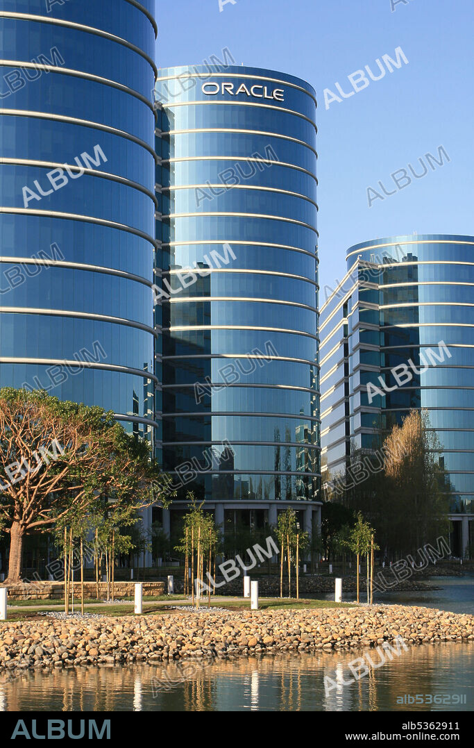 Apr 22, 2008 - Redwood Shores, California, USA - The headquarters of Oracle located in Redwood Shores, California, in Silicon Valley. Photo shows impressive buildings, grounds, signs, logo, and lake at Oracle headquarters. Led by Chief Executive Officer Larry Ellison, Oracle states that its business is informationhow to manage it, use it, share it, and protect it. For nearly three decades, Oracle, the world's largest enterprise software company, notes that it has provided the software and services that let organizations get the most up-to-date and accurate information from their business systems. Oracle states that it helps customers manage their business systems and information with reliable, secure, and integrated technologies. Oracle promotes that it can make business implementation faster, a business team more effective, marketing more productive, and return on investment higher. (Credit Image: © Scott Carson/ZUMA Press).
