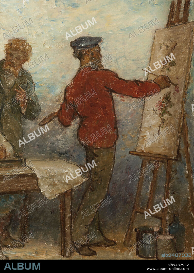 Benvenuto Cellini, artist of the XVI century, admires the products of the modern art: Fabrics: Sketch for the drawing room of the school in the rue Dombasle, 15th district of Paris, Valton, Edmond Eugene, Painter, In 1880, 4th quarter of the 19th century, Painting, Painting, Oil painting, Canvas, Height: 35 cm, Width: 90 cm, Depth: 5.5 cm.
