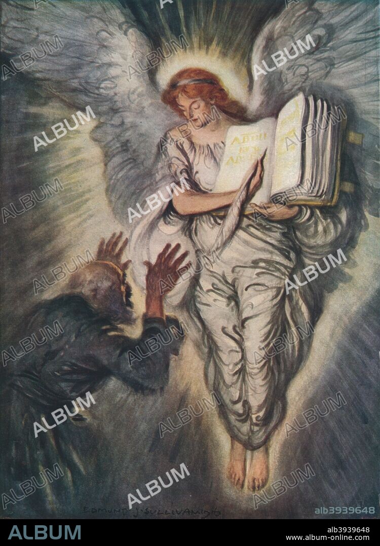 'And When The Angel Showed Him The Names Of Those Whom Love Of God Had Blest', 1916, (1917). ' Lo! Ben Adhem's Name Led All The Rest'. From Bibby's Annual 1917, [J. Bibby & Sons, Liverpool, 1917].