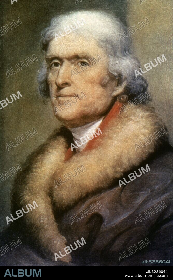 Thomas Jefferson (1743-1826). One of the Founding Fathers of the United States and the principal author of the Declaration of Independence, 3rd President of the United States. Portrait by Rembrandt Peale (1778-1860).