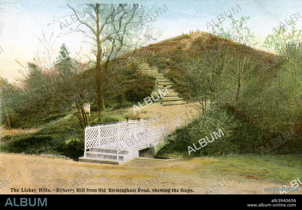 The Lickey Hills, 20th Century. Bilberry Hill from Old Birmingham Road, shewing the Steps, 'Messenger Series' Postcard.