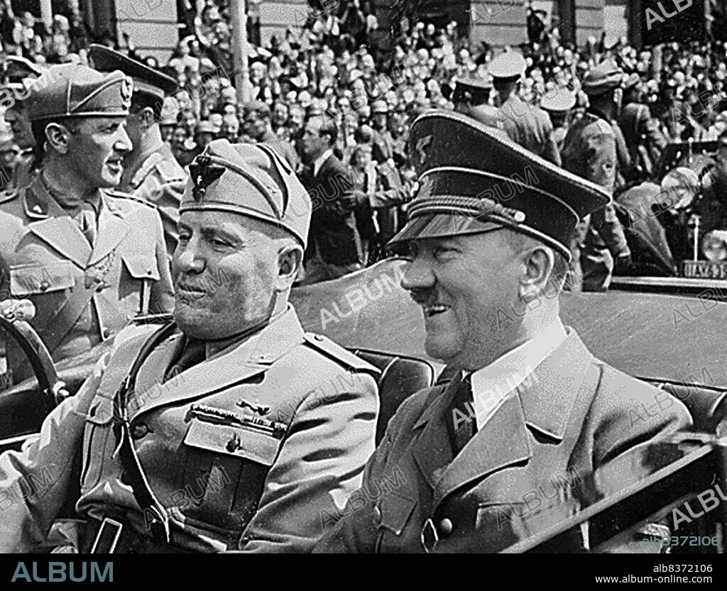 Adolf Hitler (20 April 1889 30 April 1945) was a German politician of Austrian origin who was the leader of the Nazi Party (NSDAP), Chancellor of Germany from 1933 to 1945, and Führer ('leader') of Nazi Germany from 1934 to 1945.<br/><br/>. As dictator of Nazi Germany he initiated World War II in Europe and was a central figure of the Holocaust.<br/><br/>. Benito Amilcare Andrea Mussolini (29 July 1883 28 April 1945) was an Italian politician, journalist, and leader of the National Fascist Party, ruling the country as Prime Minister from 1922 until he was ousted in 1943.<br/><br/>. He ruled constitutionally until 1925, when he dropped all pretense of democracy and set up a legal dictatorship. Known as Il Duce ('The Leader'), Mussolini was the founder of fascism.