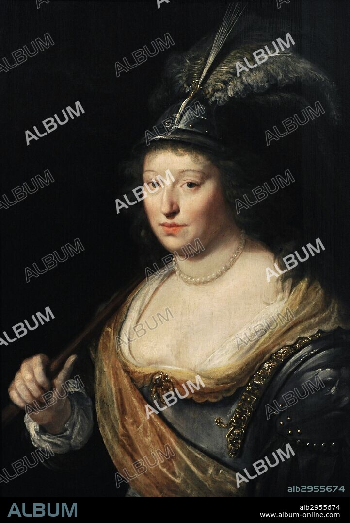 Paulus Moreelse (1571-1638). Dutch painter. Portait of a lady as Minerva. Netherlands, the 1620s. Oil on wood. National Museum. Gdansk. Poland.