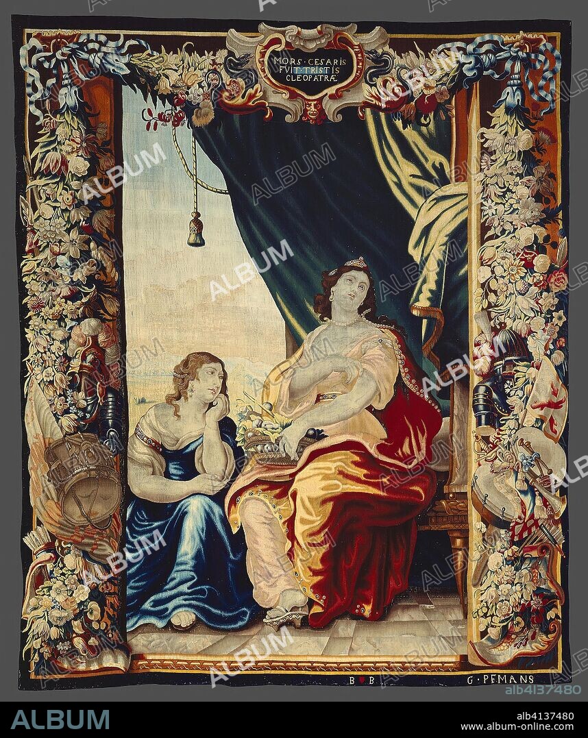GERAERT PEEMANS. Caesar's Death Makes Cleopatra Mourn from The Story of Caesar and Cleopatra. After a design by Justus van Egmont (1601-1674); Woven at the workshop of Gerard Peemans (1637/39-1725); Flanders, Brussels. Date: 1675-1685. Dimensions: 302.1 × 362.4 cm (119 × 142 3/4 in.). Wool and silk, slit and double interlocking tapestry weave. Origin: Flanders.