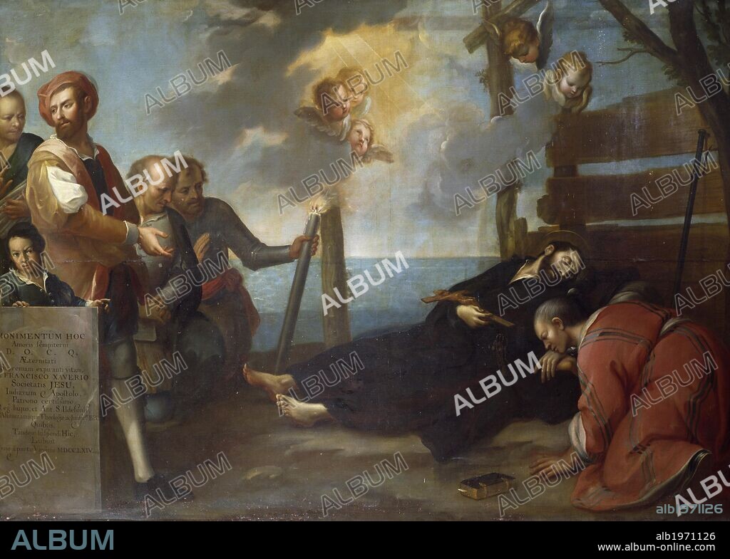 The death of St Francis Xavier, by Francisco Antonio Vallejo (active 18th century).