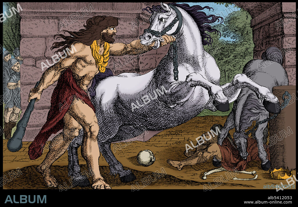 Hercules and the Mares of Diomedes. The Twelve Labors of Hercules are a series of episodes concerning a penance carried out by the Greek mythical hero Heracles (Romanized as Hercules). He was sent to perform twelve difficult feats, called labors. If he succeeded, he would be purified of his sin and be granted immortality.