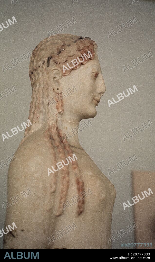 BUSTO - KORE DEL PEPLO - 530 AC - ESCULTURA ARCAICA GRIEGA - DONCELLA.