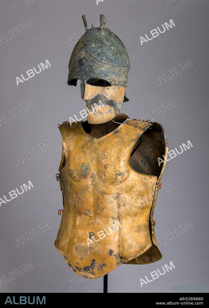 Helmet of the Italo-Chalcidian Type, Anatomical Cuirass, and Left Greave, Etruscan, probably Vulci, late 5th-4th century B.C.