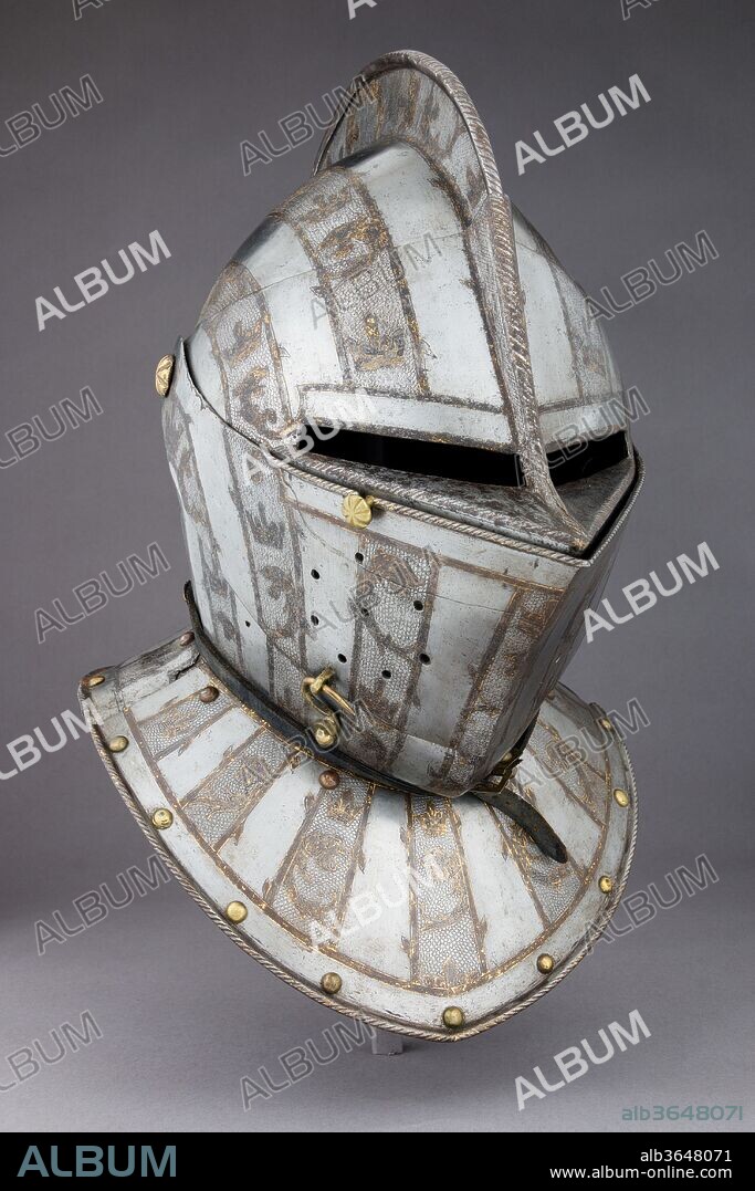 Armet. Culture: French. Dimensions: H. 13 1/2 in. (34.3 cm); H. of comb 1 1/2 in. (3.8 cm); W. 9 3/4 in. (24.8 cm); D. 13 3/4 in. (34.9 cm); Wt. 5 lb. 6 oz. (2438 g). Date: ca. 1600.