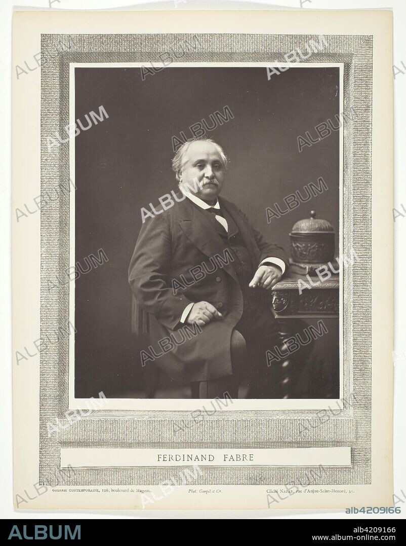 Ferdinand Fabre. Nadar (Gaspard Félix Tournachon); French, 1820-1910. Date: 1853-1876. Dimensions: 22.7 × 18.2 cm (image/paper); 34.2 × 26.1 cm (mount). Woodburytype, from the periodical "Galerie Contemporaine Littéraire, Artistique" (1876), volume 3. Origin: France.