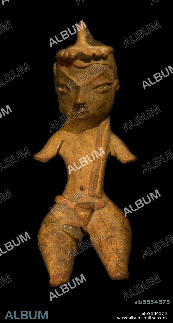 Standing Female Figurine, Tlatilco, Early Formative period, c.2500900 BC, c.1200900 BC, Ceramic, Made in Distrito Federál, Mexico, North and Central America, Tlatilco, Ceramics, 4 5/8 x 1 9/16 x 1 3/16 in. (11.7 x 4 x 3 cm).