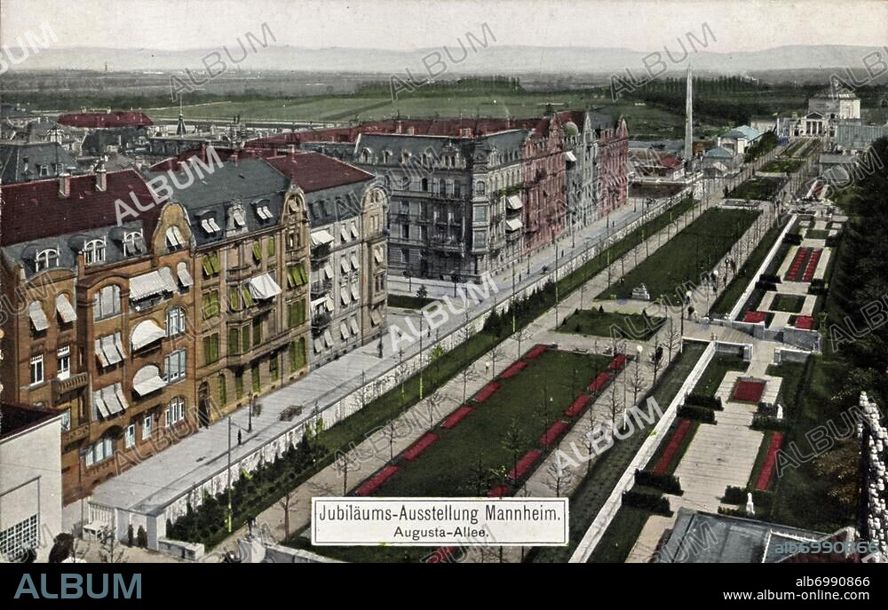 Mannheim, Jubiläums Ausstellung 1907, Augusta Allee.