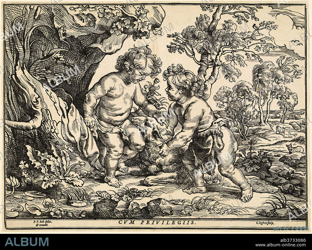 CHRISTOFFEL JEGHER AFTER SIR PETER PAUL RUBENS. The Infant Christ and Saint John Playing with the Lamb. Medium: woodcut.