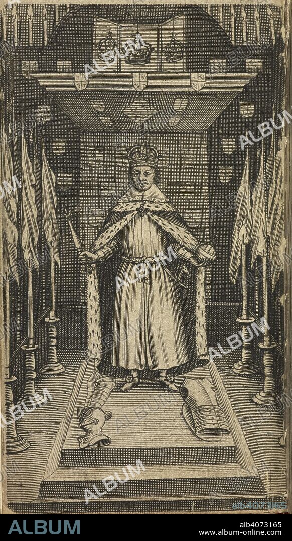 A portrait of Oliver Cromwell, standing. The Pourtraiture of His Royal Highness, Oliver late Lord Protector &c. in his Life and Death; with a short view of his government. As also a description of his standing and lying in state at Sommerset-House, and the manner of his funeral solemnity, on Tuesday November 23. [By Henry Dawbeny?]. London : T. N. for Edward Thomas, 1659. Source: 1093.c.51. frontispiece.