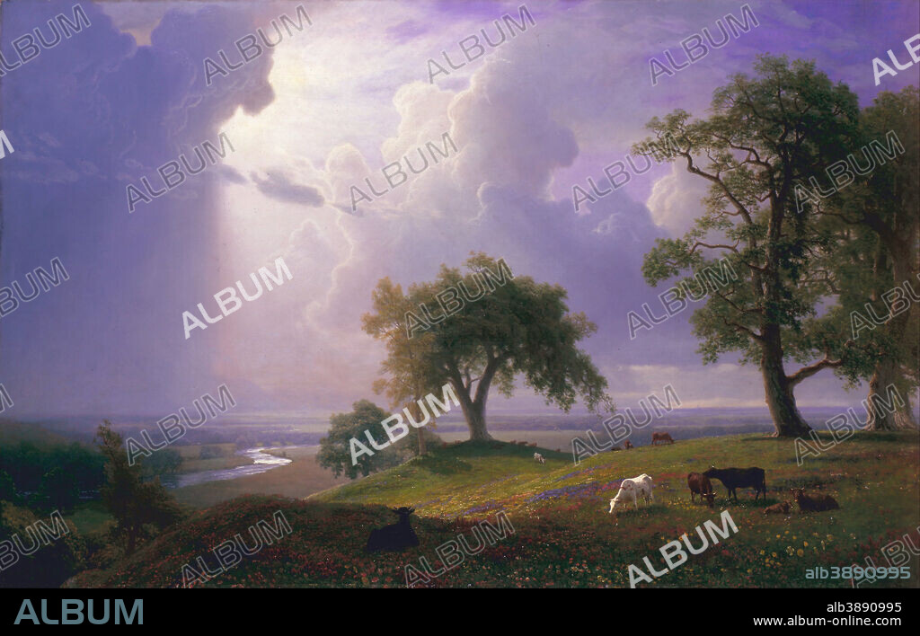ALBERT BIERSTADT. California Spring. Date/Period: 1875. Painting. Oil on canvas. Height: 1,377.95 mm (54.25 in); Width: 2,139.95 mm (84.25 in).