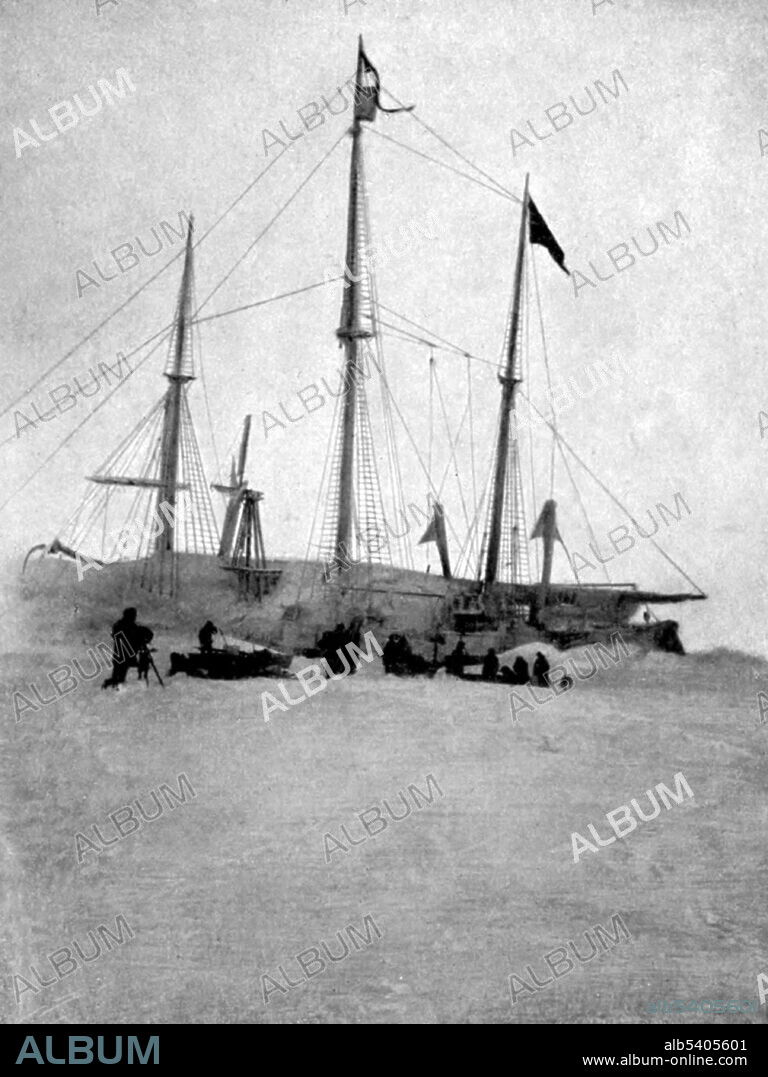 Fram was a schooner used in expeditions of the Arctic and Antarctic regions by the Norwegian explorers Fridtjof Nansen, Otto Sverdrup, Oscar Wisting, and Roald Amundsen (1893 and 1912).  Fridtjof Wedel-Jarlsberg Nansen (October 10,1861 - May 13, 1930) was a Norwegian explorer, scientist, diplomat, and humanitarian. He won international fame after reaching a record northern latitude of 86°14' during his North Pole expedition of 1893-96. His techniques of polar travel and his innovations in equipment and clothing influenced a generation of Arctic and Antarctic expeditions. No photographer credited, 1895 (cropped and cleaned).