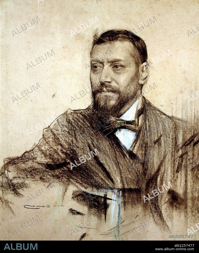 FRANCOS RODRIGUEZ, JOSE. MEDICO, PERIODISTA Y POLITICO ESPA¿OL. MADRID 1862-1931. DIBUJO DE RAMON CASAS. MUSEO ARTE MODERNO. BARCELONA.