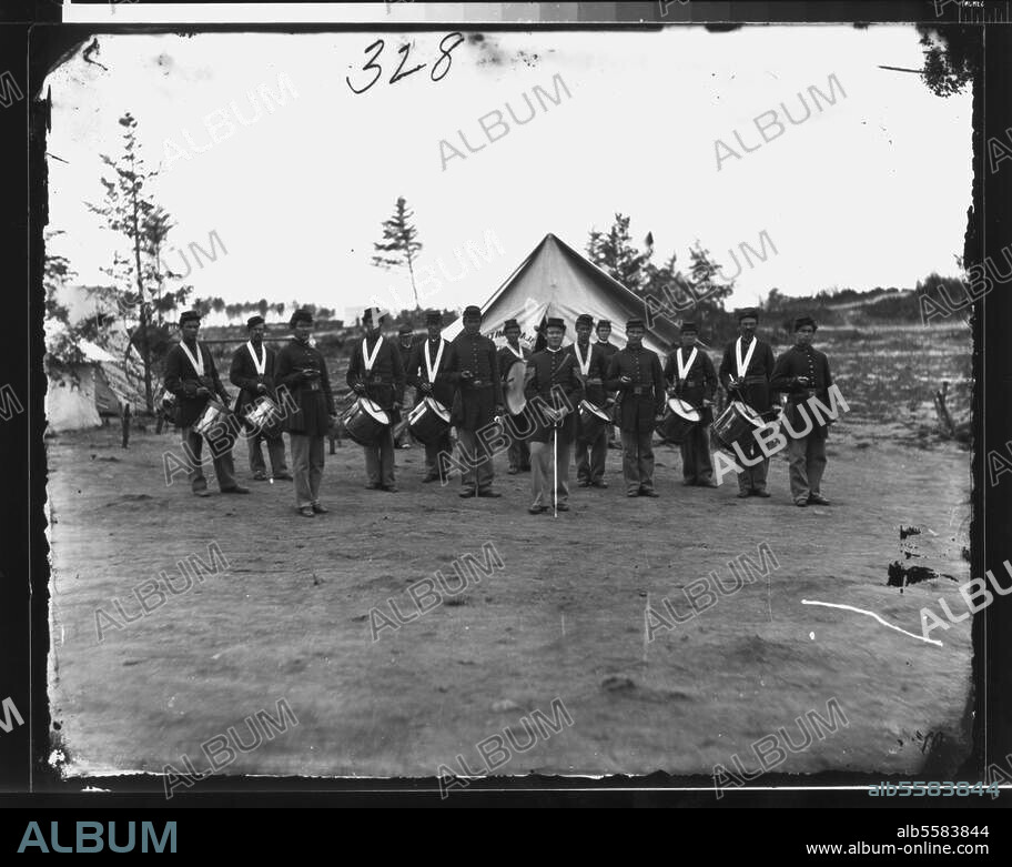 Amerikanischer Sezessionskrieg 1861-65. Musikkorps der Unionstruppen. Photographie, o. O. u. J.